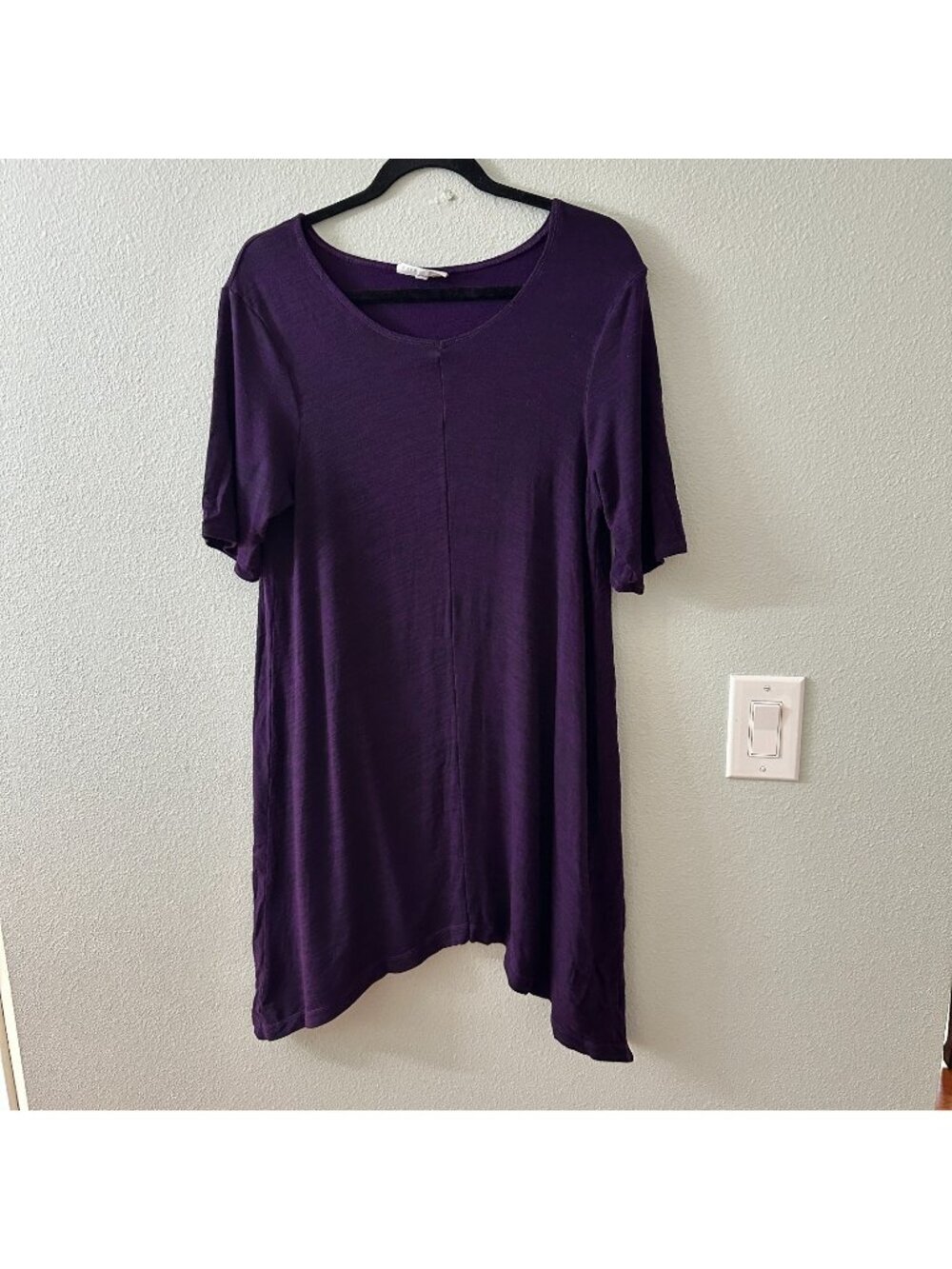 Bryn Walker Purple Assymetrical Tunic Mini Dress Purple LARGE